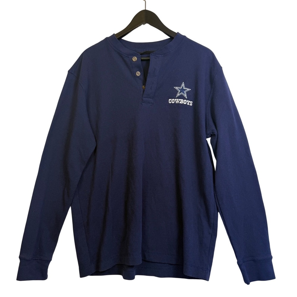Dunbrooke Dallas Cowboys Mens Size Large Waffle Knit Thermal Henley Shirt NFL - Picture 2 of 11